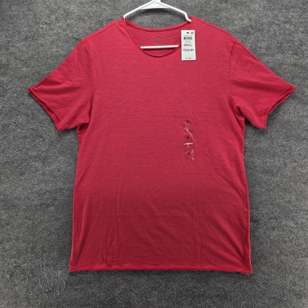 INC International Concepts Shirt Mens Small Red Slub Casual Tee 100% Cotton